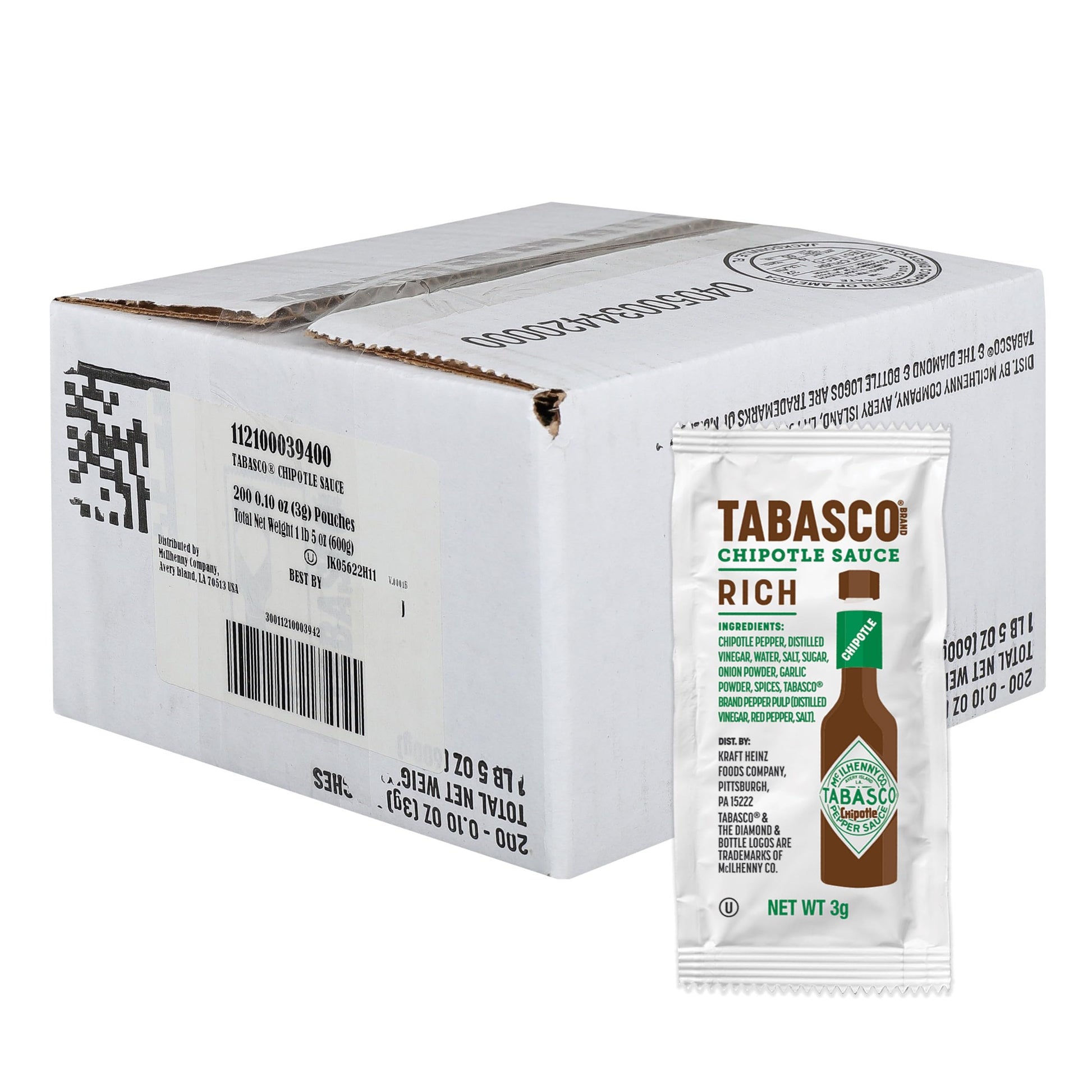 TABASCO Brand Chipotle Pepper Sauce, Medium Hot Sauce, Single-Serve Hot Sauce Packets, Smoky & Smooth, Easy for On-The-Go, Great
