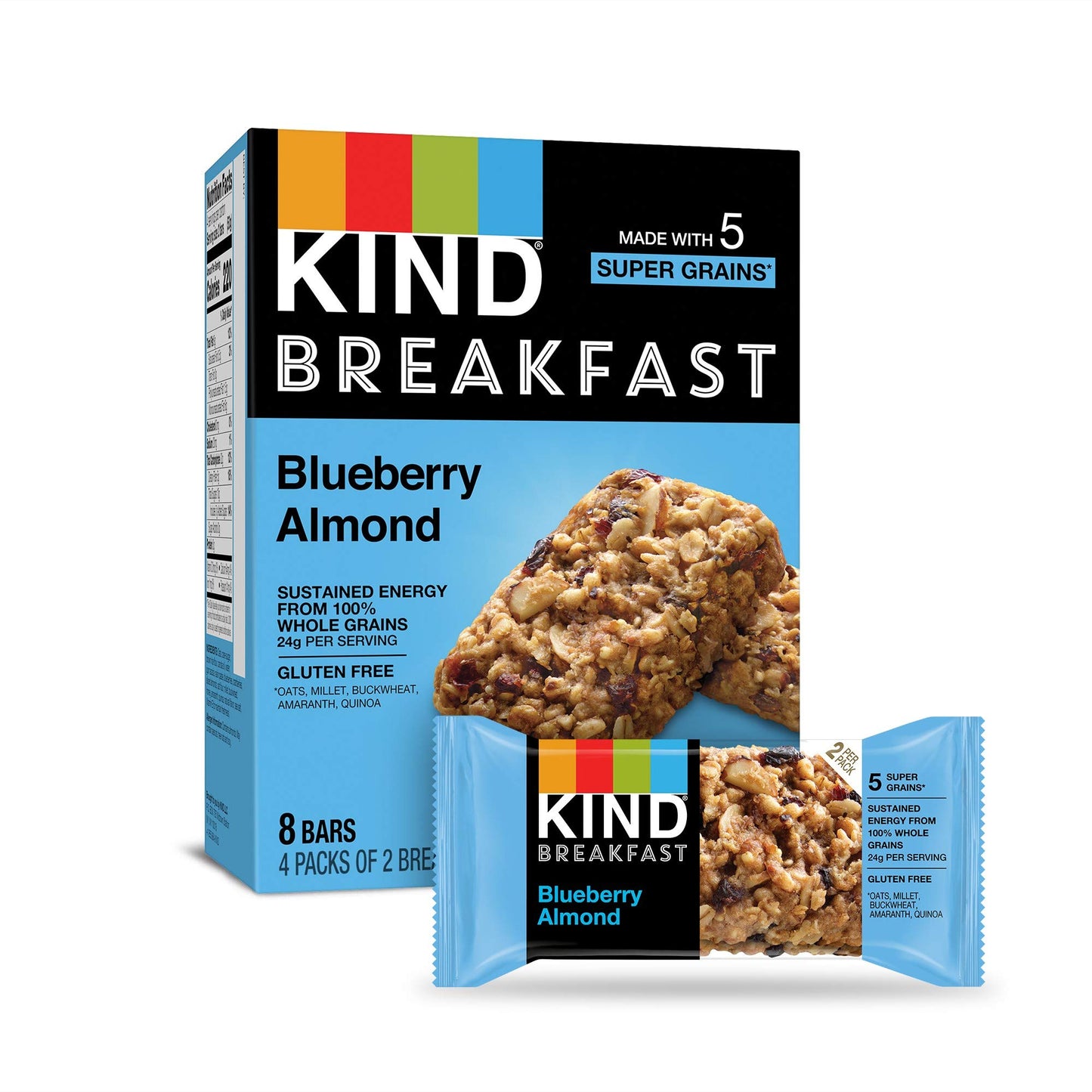 Kind Breakfast Bars, Blueberry Almond, Gluten Free, 1.8Oz, 24 Count