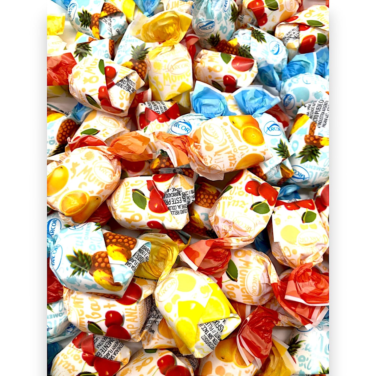 Arcor Fruit Filled Hard Candy, Delicious And Flavorful Gourmet Bon Bons Cherry, Orange, Strawberry, Pineapple, And Lemon 1.5 Lbs