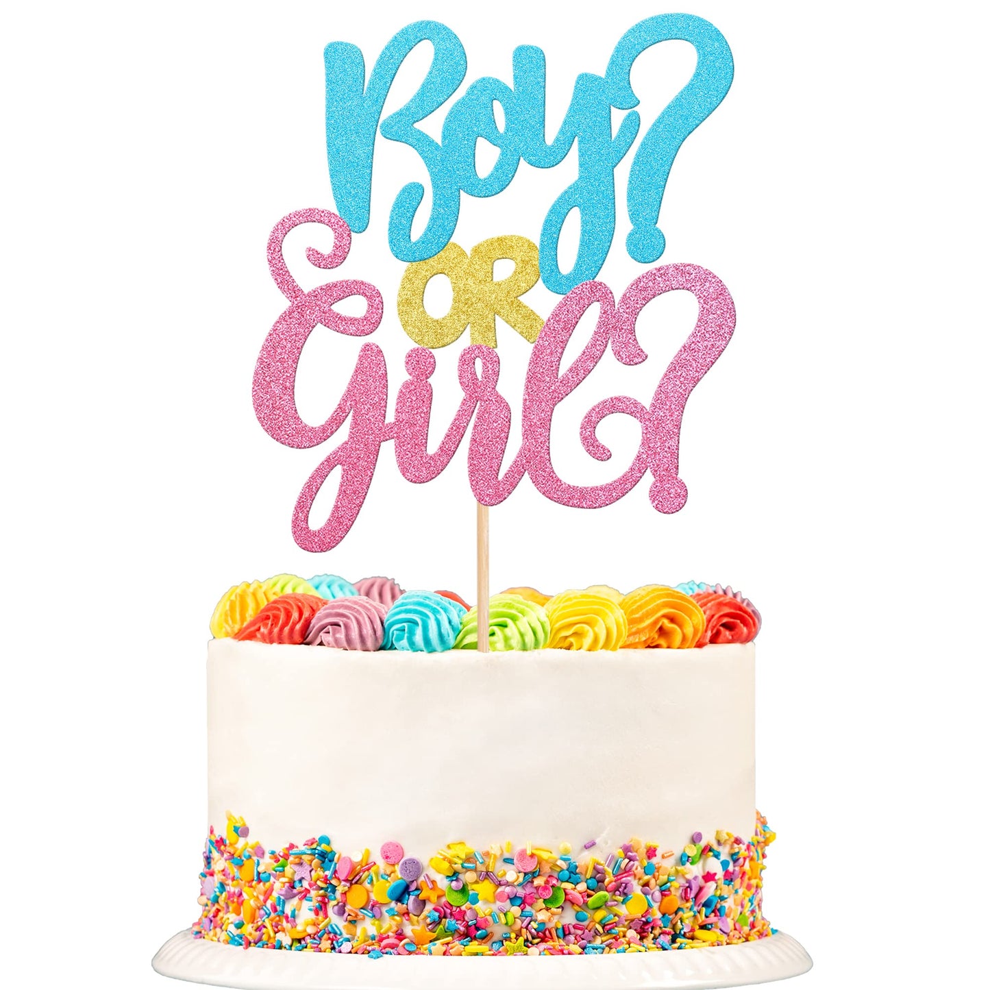 1 PCS Boy or Girl Cake Topper Glitter Pink or Blue Cake Pick Gender Reveal Cake Decorations for Baby Shower Gender Reveal Theme 