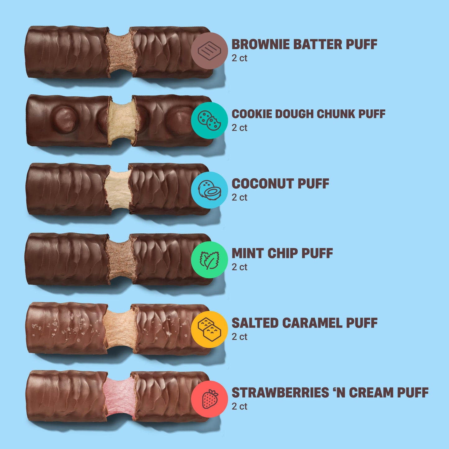 Built Bar Puff Protein Bars Variety Pack, Collagen On-the-go Breakfast Snacks, 12 Count Sampler