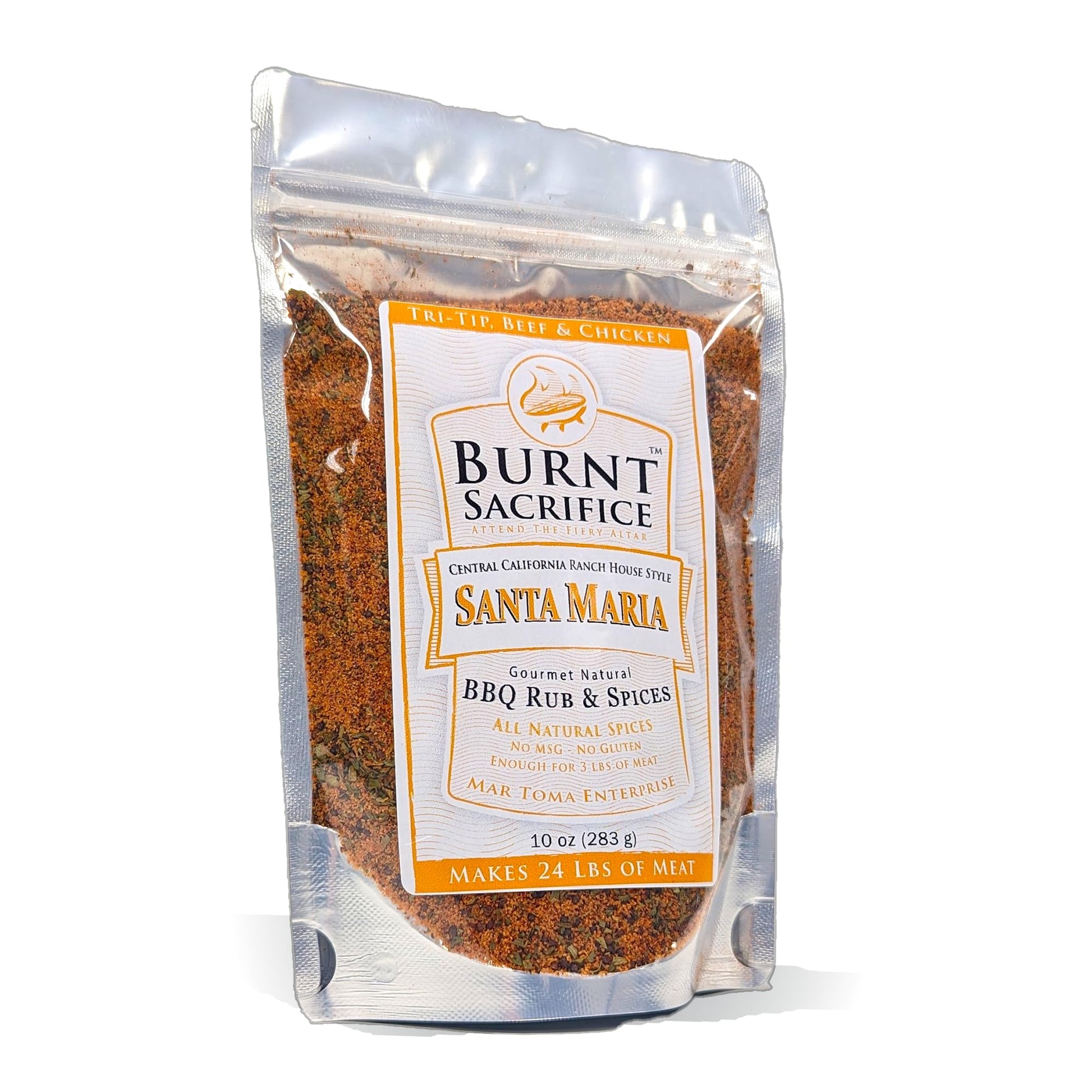 Burnt Sacrifice Santa Maria Style Gourmet BBQ Dry Rub Spice Seasoning (10 OZ Bag Makes Over 20 Pounds) All-Natural, Tri-tip Bris