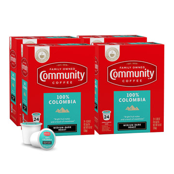 Community Coffee 100% Colombia Coffee Pods, Medium Dark Roast, 96 Count, Compatible with Keurig 2.0
