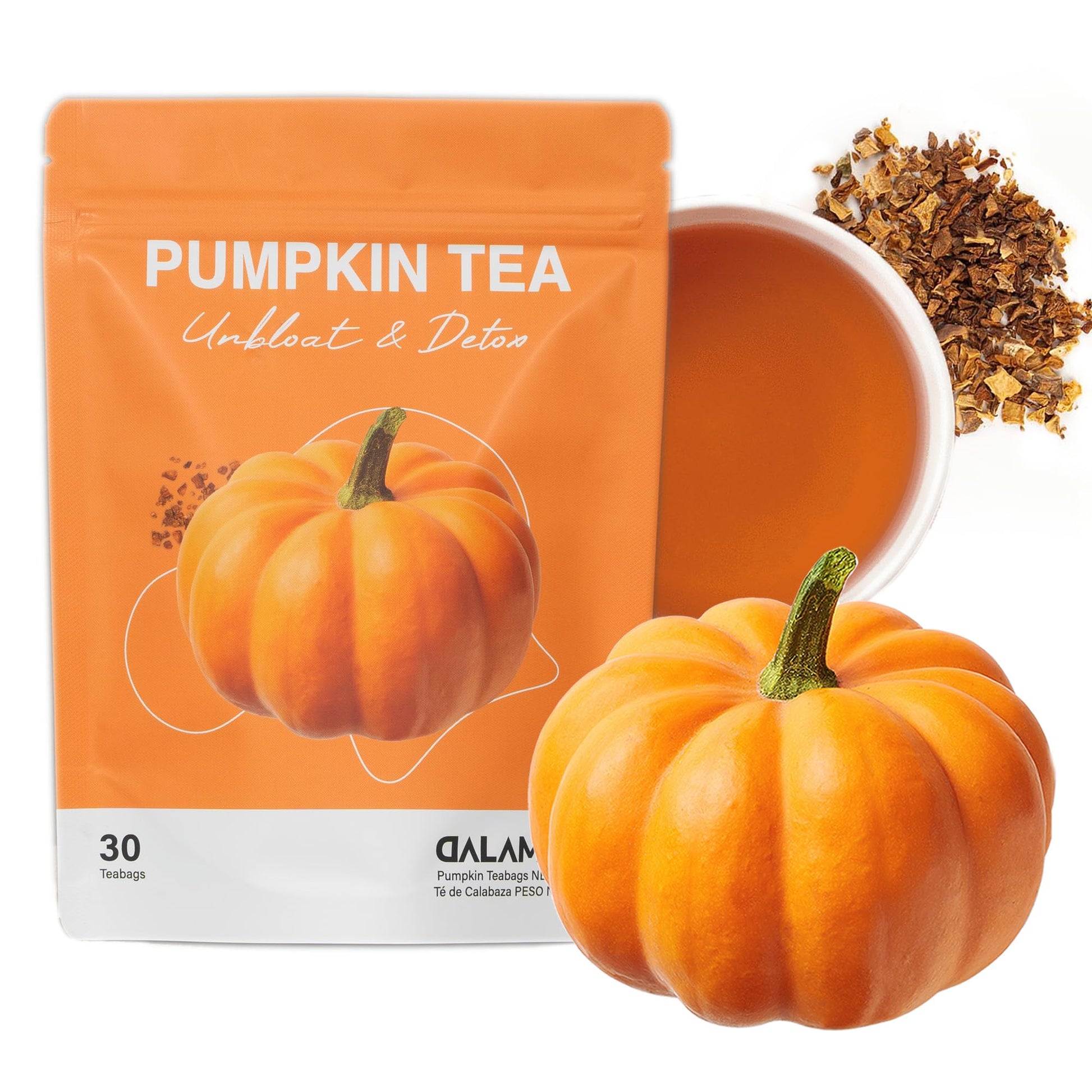DALAMHARI Pumpkin Tea Slim Fast Detox Tea Bags, 30 Count, Smooth Move, Flat Tummy, Beat The Bloat, Chupa Panza Tea