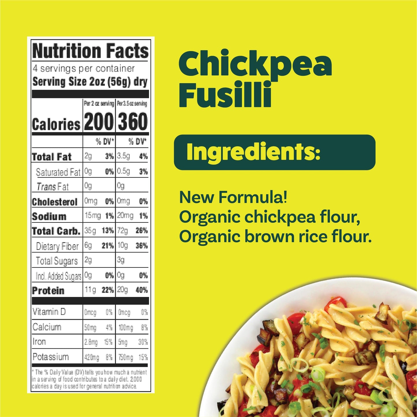 Explore Cuisine Organic Chickpea Fusilli - Pack Of 6 (8 Oz) - Easy-To-Make Gluten Free Chickpea Pasta - High In Plant Protein & Fiber - Non-Gmo - 24 Total Servings