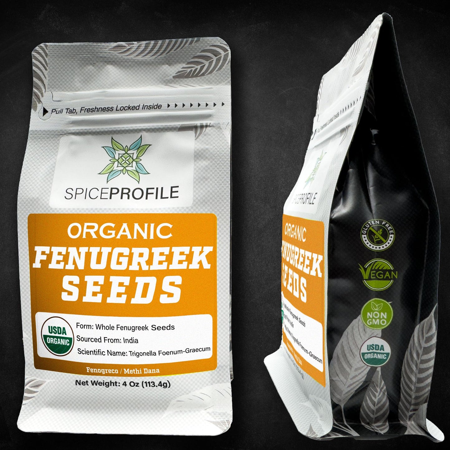 Spice Profile USDA Organic Fenugreek Seeds  Lab Tested for Heavy Metals  Resealable 4oz Pouch  Methi  Semillas de Fenogreco