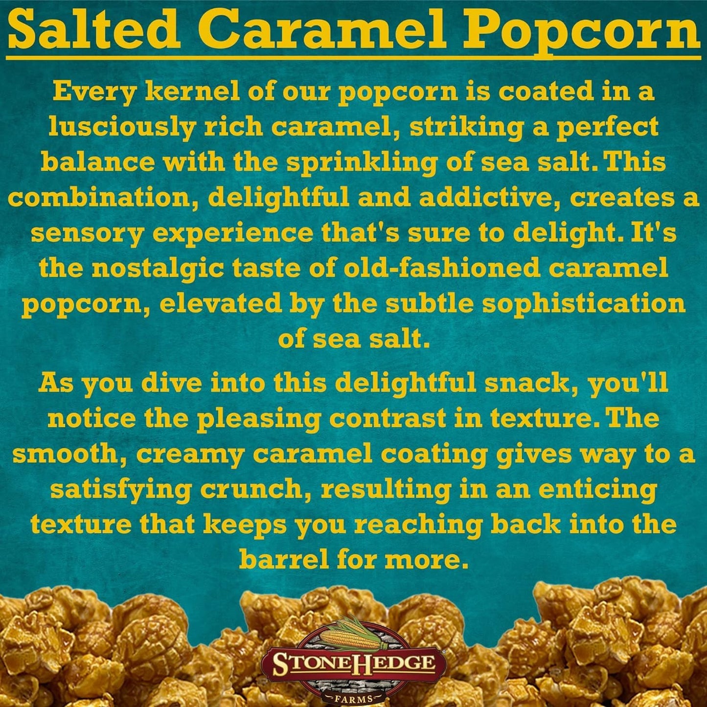 Stonehedge Farms Salted Caramel Flavored Popcorn Barrel - 2 Pack - 32 Ounces Each - Reclosable Container - Made In Usa - Gluten