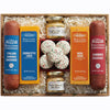 The Wisconsin Cheeseman 7-Piece Pairing Assortment - Summer Sausage Meats and Cheeses Gift Basket with Mustards and Bon Bon Cook