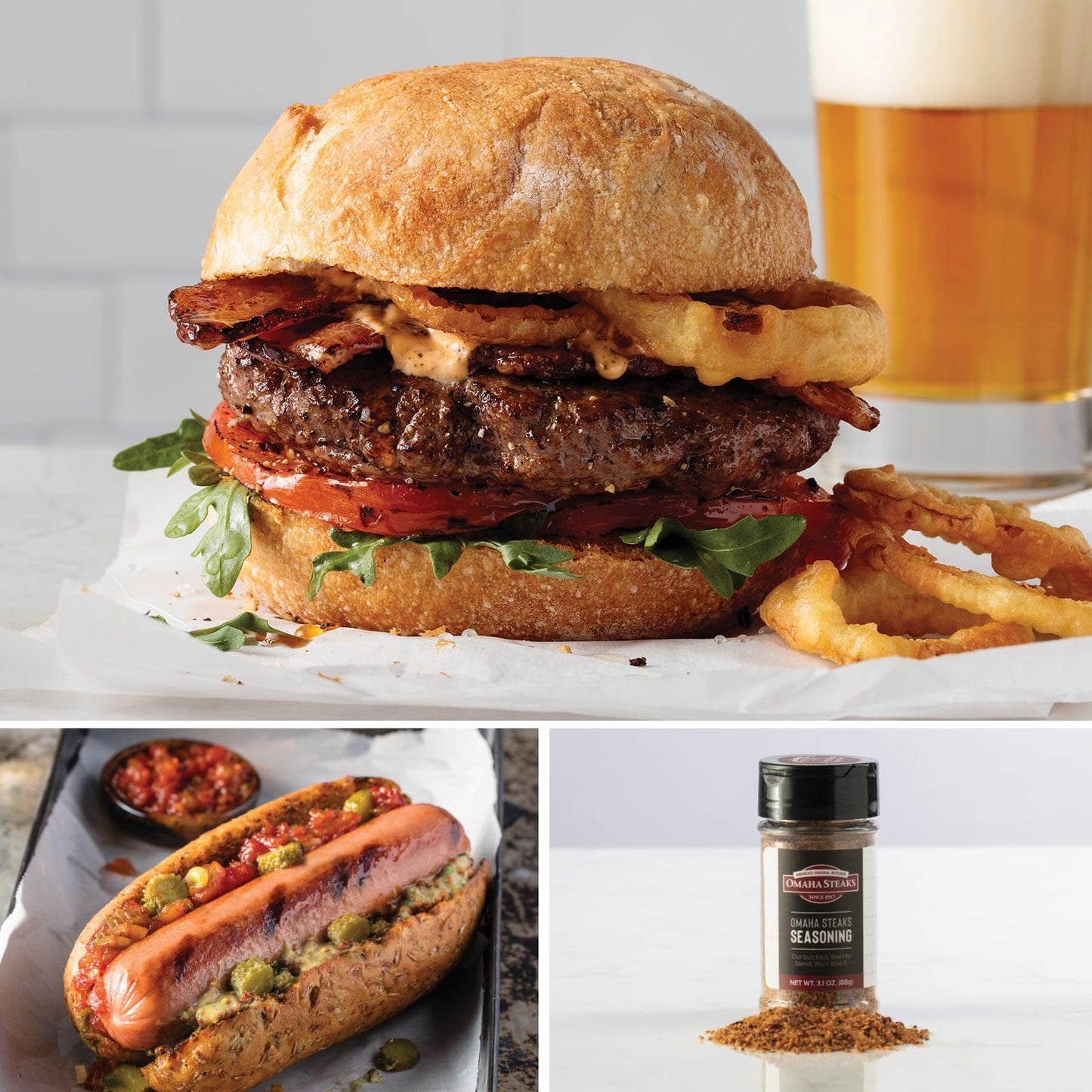 Omaha Steaks 4Th Of July Burgers And Franks Flight (16X Omaha Steaks Burgers, 16X Gourmet Jumbo Franks, 1 Jar Omaha Steaks Seaso