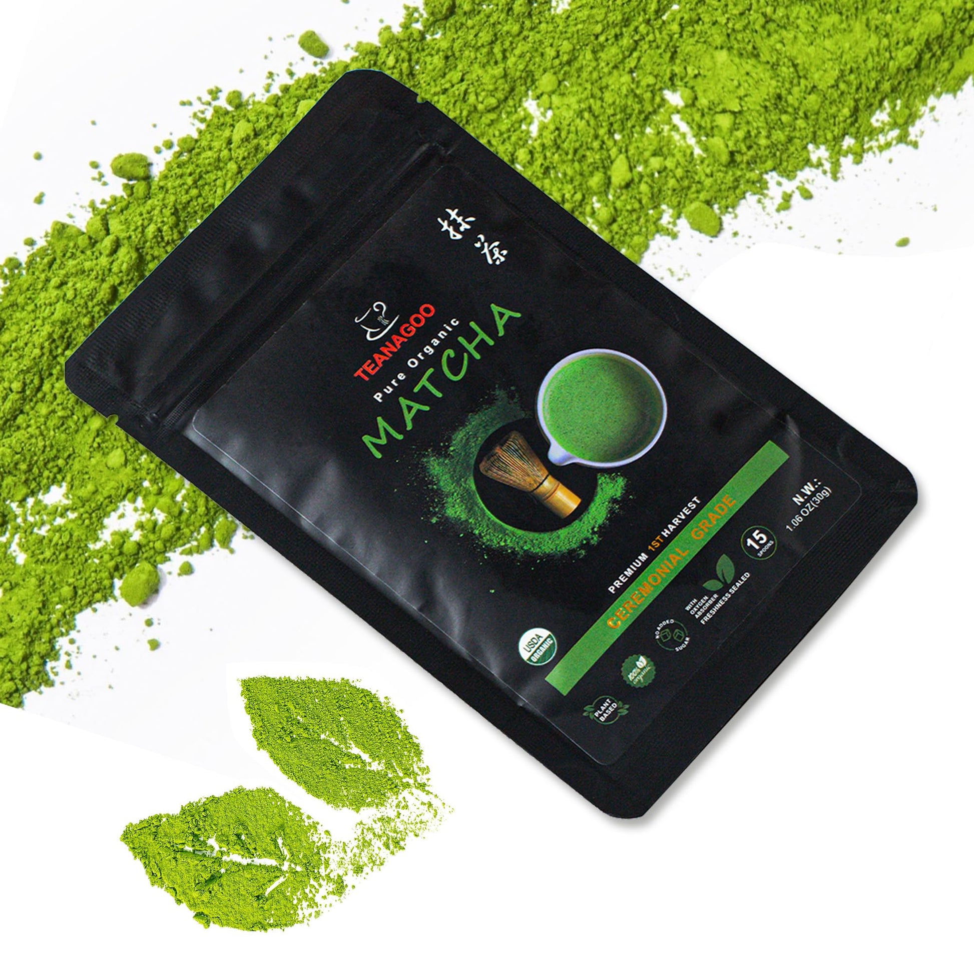 TEANAGOO Matcha Powder, Ceremonial Grade, USDA Organic, Unsweetened, 1.06oz (30g)