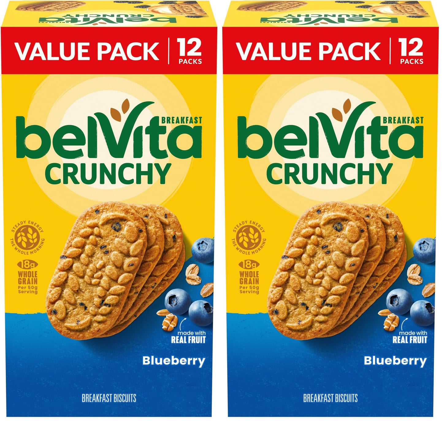 belVita Blueberry Breakfast Biscuits, Value Pack, 24 Packs (4 Biscuits Per Pack)