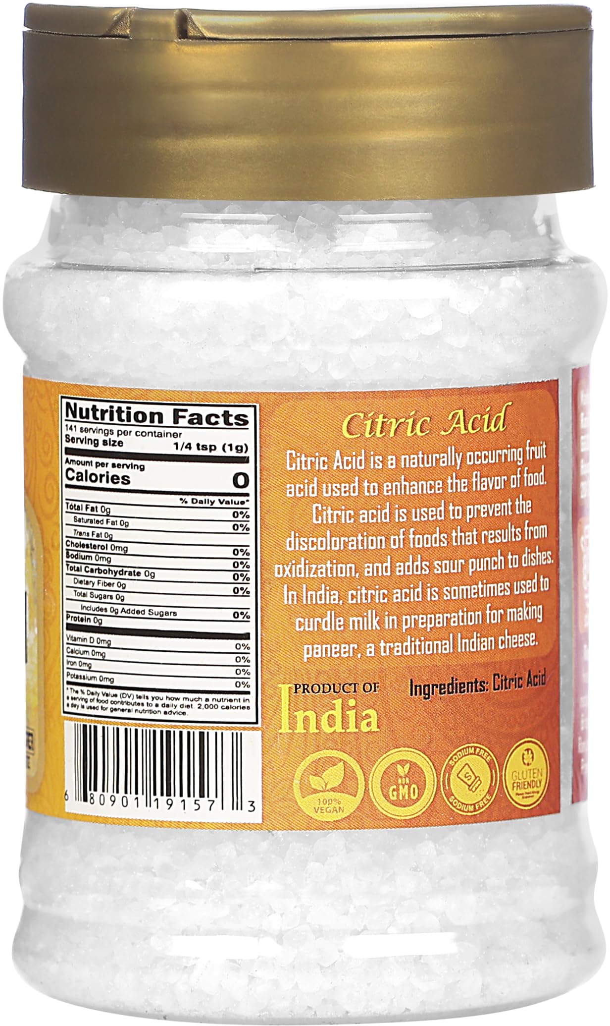 Rani Citric Acid Powder, Food Grade, 5oz PET Jar - Ideal for Cooking & Cleaning, Gluten Friendly, Indian Origin
