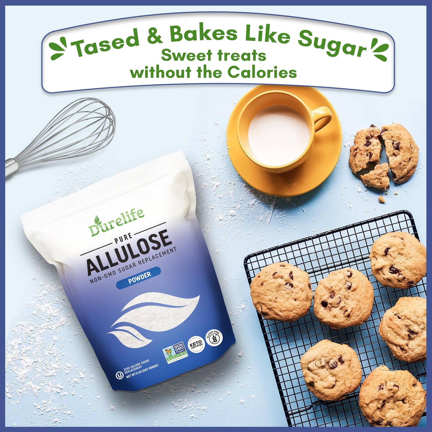 DureLife Allulose Sweetener Powder, 100% Pure, Keto Certified, 16 oz, Non-GMO, No Fillers, Zero Calories