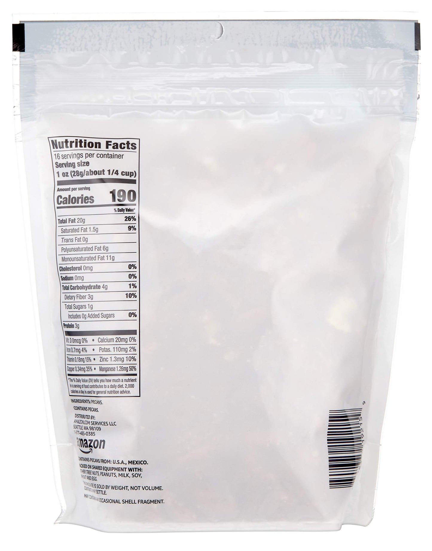 Happy Belly Pecan Halves, No Added Salt, 16 Ounce (Pack of 1)