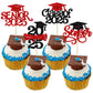 Gyufise Graduation Cupcake Toppers, 24Pcs Glitter Picks for Class of 2025, Red Paper Decorations