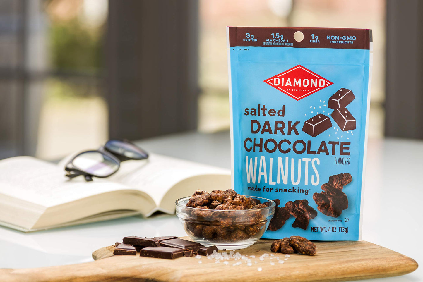 Diamond Of California Salted Dark Chocolate Walnuts, 4 Oz, 1 Pack
