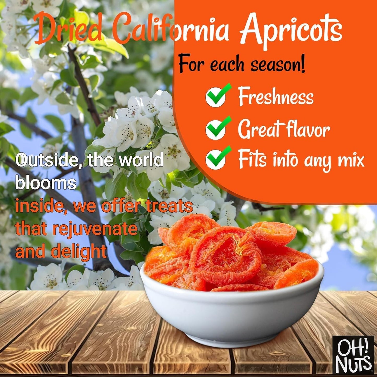 Apricots California | 8 oz - Dried Fruit | Less Sugar Added | Dehydrated Fruit Bites | Packed In New York Zip-Seal Bag For Excep