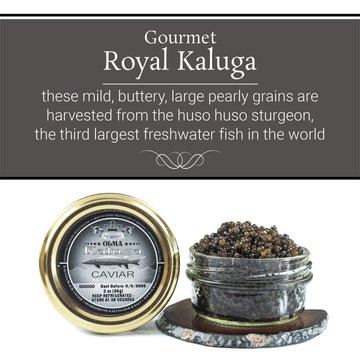 Overnight Guaranteed - Olma Kaluga Sturgeon Black Caviar- Large Pearly Grains, Smooth Flavor, Superior Grade- 2 Oz/56 G