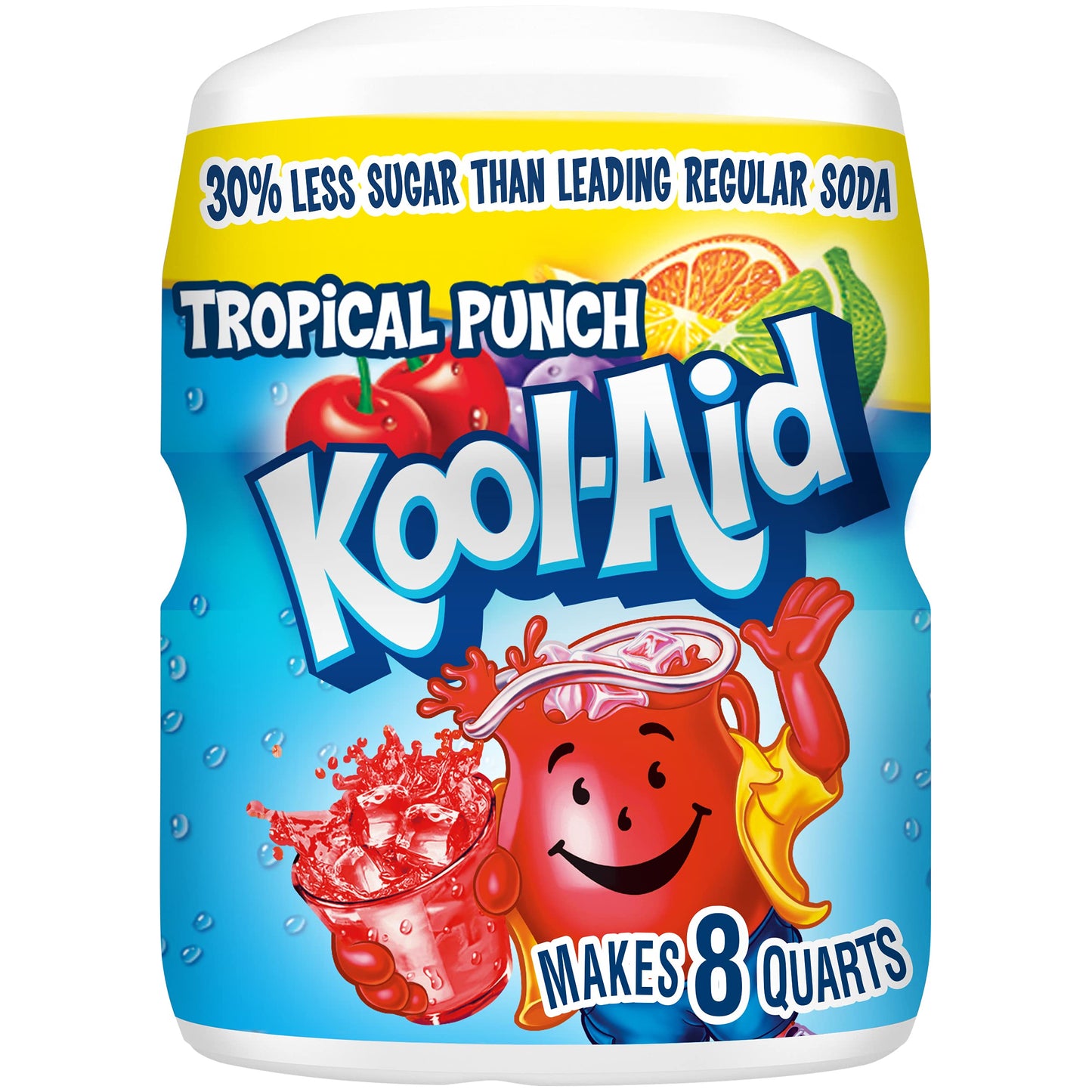 Kool-Aid Tropical Punch Powdered Drink Mix, 19 oz Canister, Sugar Sweetened, Pack of 1