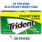 Trident Spearmint Sugar-Free Chewing Gum, 28 Pieces per Pack, 6 Pocket Packs, Green