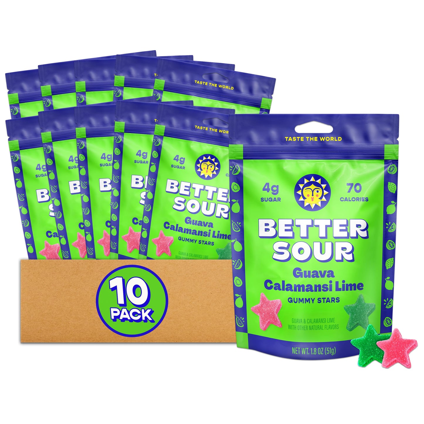 Better Sour Guava Calamnsi Lime Gummy Stars Candy, Tropical Sour Gummies with a Tangy Twist, Bold and Juicy Sour Candy Made with
