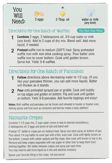 Namaste Foods Gluten Free Waffle & Pancake Mix, 21 Oz (Pack Of 6)
