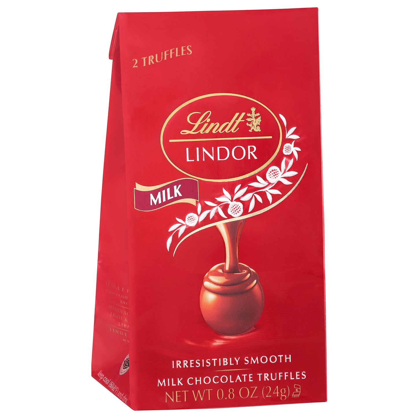 Lindt Lindor Milk Chocolate Truffles, Milk Chocolate Candy With Smooth, Melting Truffle Center, Great For Gift Giving, 0.8 Oz. Bag (24 Pack)