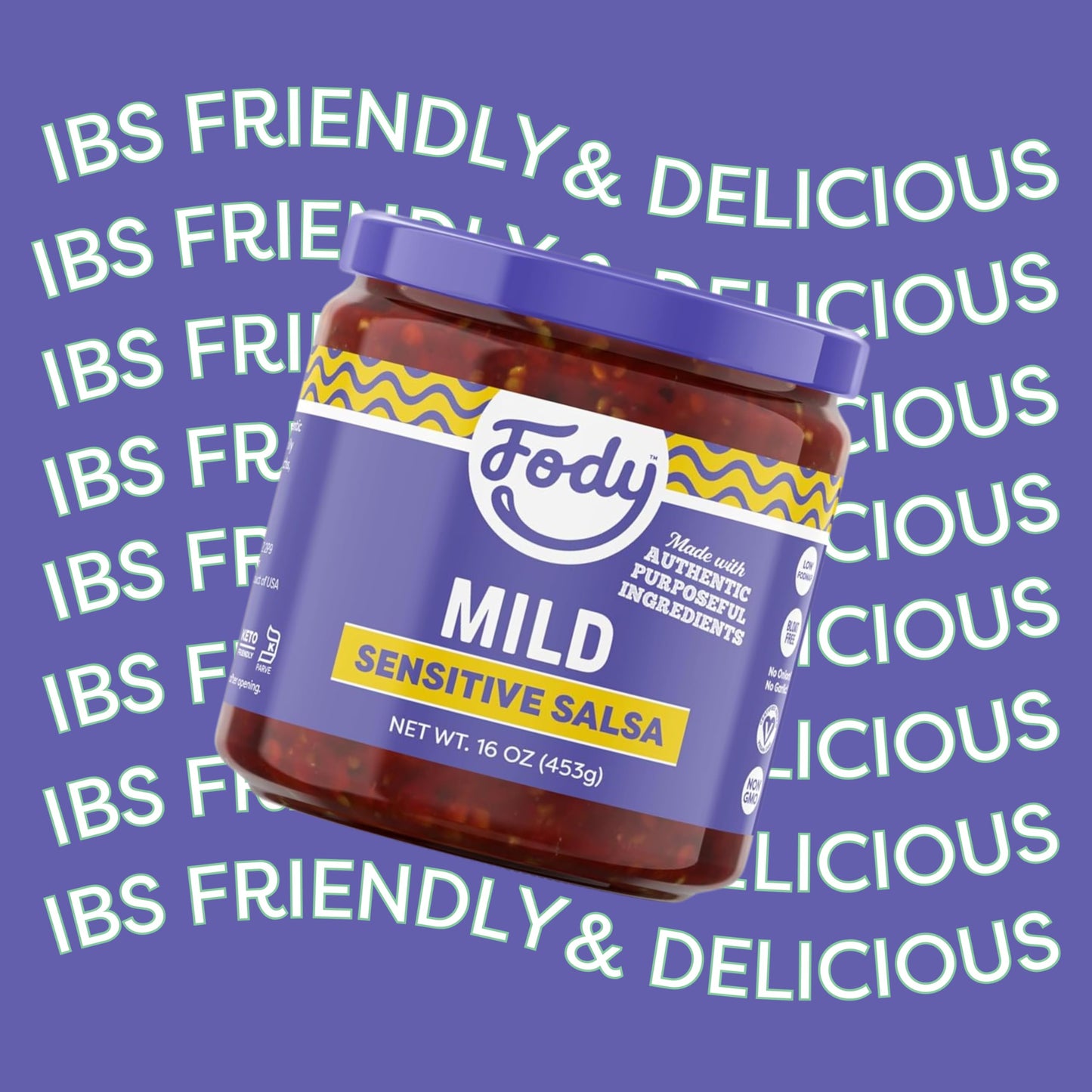 Fody Foods Vegan Mild Salsa - Chunky Tomato Jalapeno - Low FODMAP, Gluten Free - 1 Count - Natural