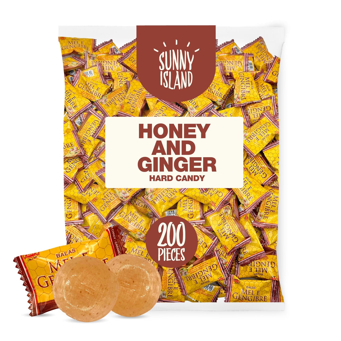 Honey Ginger Hard Candy | 2-Pound Bag | Individually Wrapped | About 200 Pieces