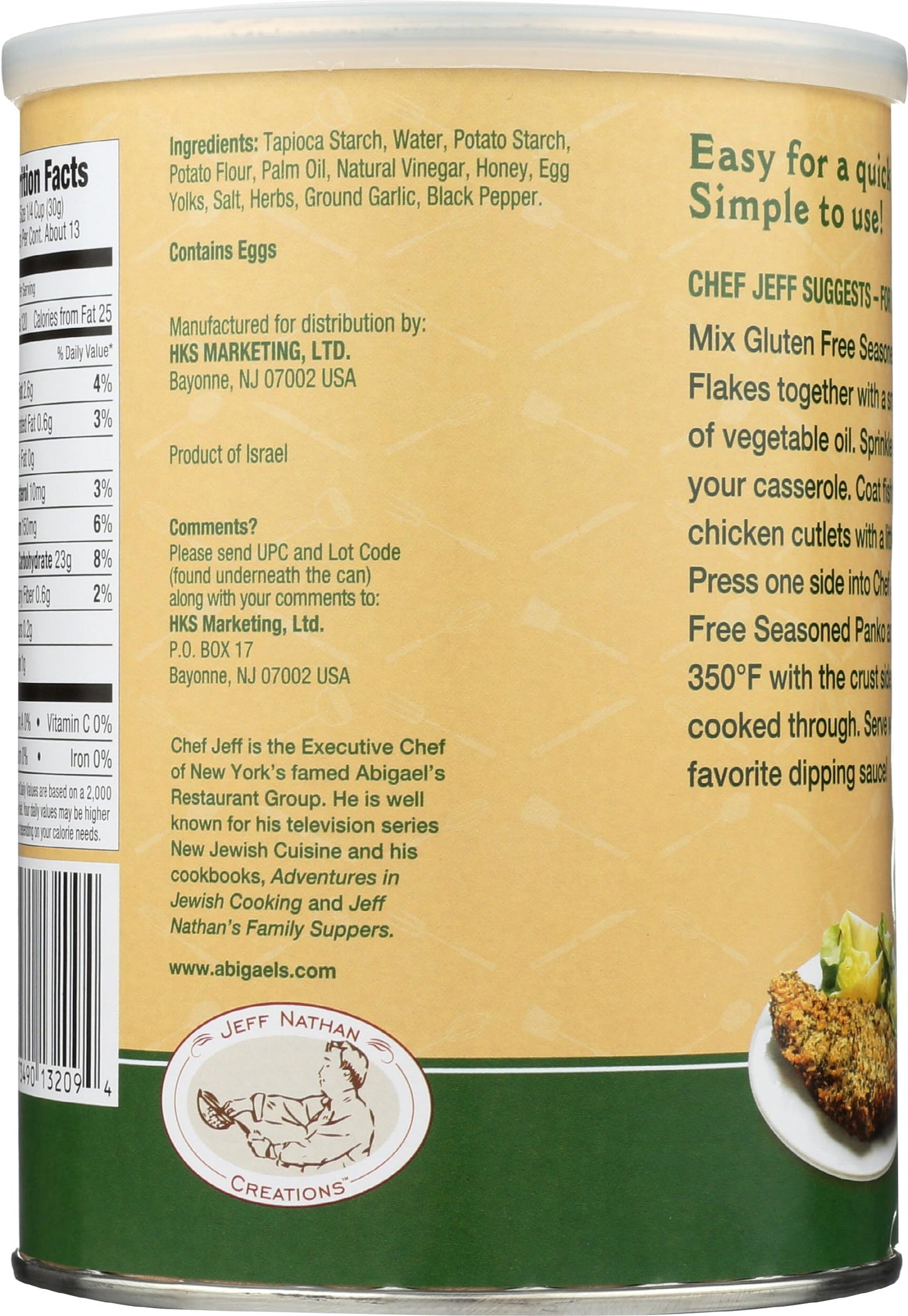 Jeff Nathan Creations Chef Gourmet Panko Seasoned Gluten Free, 14 Ounce