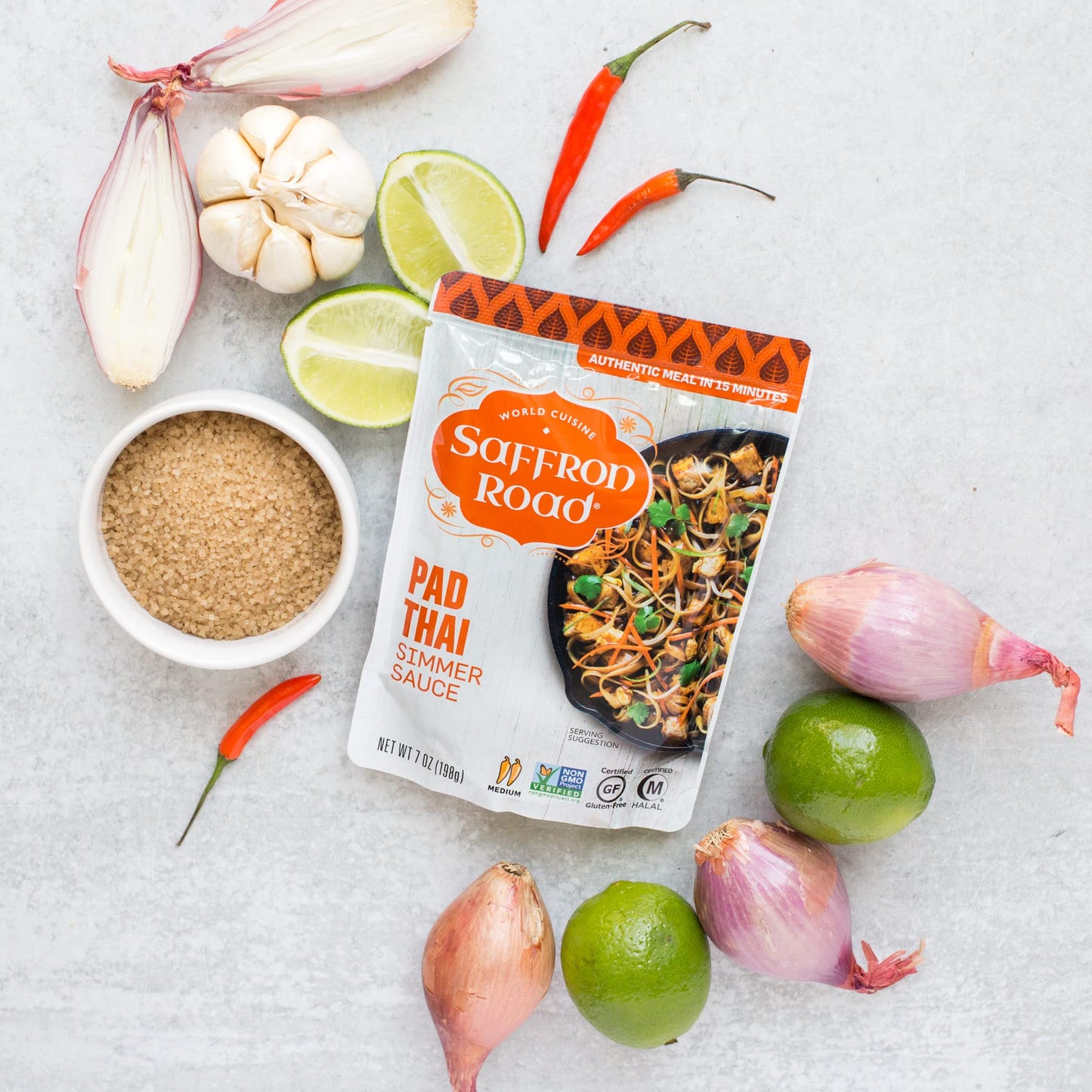 Saffron Road Pad Thai Simmer Sauce | Globally Inspired Simmer Sauce | Gluten-Free, Vegan, Non-Gmo, And Certified Halal And Koshe