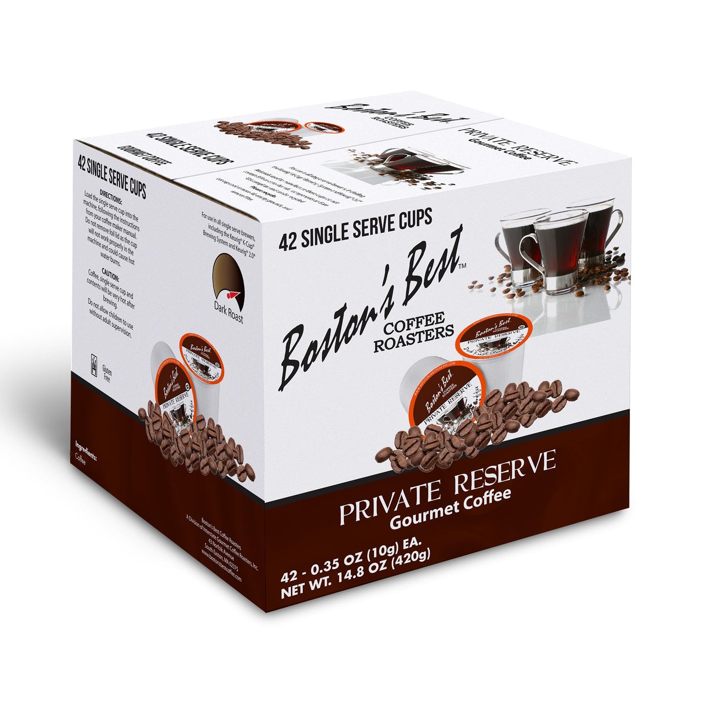 Bostons Best Single Serve K-Cup Coffee, Private Reserve, 42 Count, Compatible with 2.0 Keurig Brewers