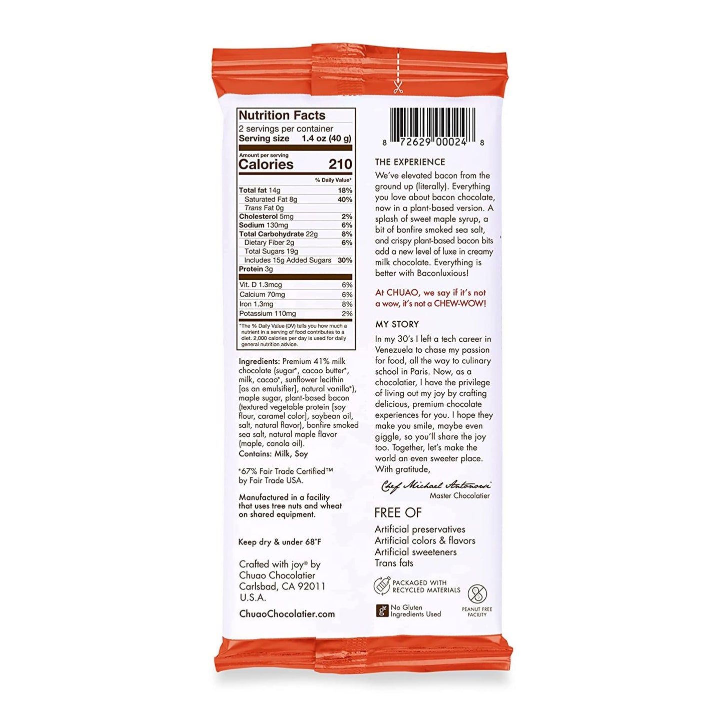 Chuao Chocolatier Baconluxious Chocolate With Plant-Based Bacon Milk Chocolate Bars | Gourmet Chocolate Artisan European No Preservatives | For Gift Baskets, Christmas, Valentines Day, Gifts For Women, Men, Birthday, Thank You, Care Package | 12 Pack