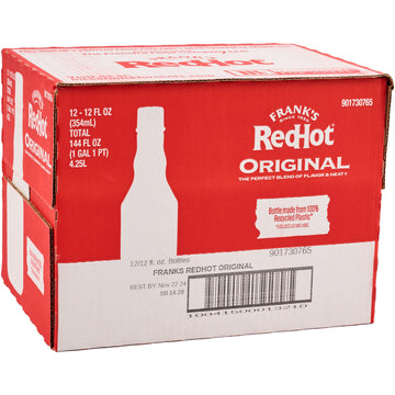 Franks RedHot Original Cayenne Pepper Hot Sauce, Glass Bottle, 12 Fl Oz (Pack of 12), Red