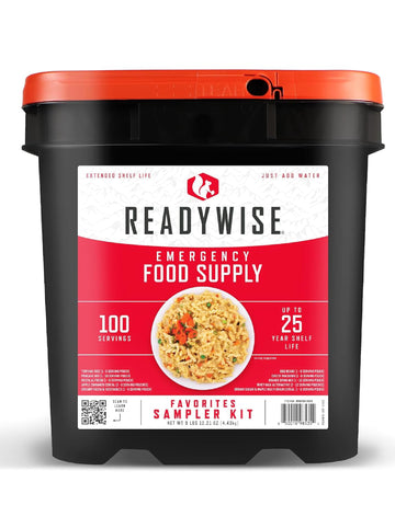 Readywise -Favorites Sample Kit, 100 Servings, Mre, Emergency Food Supply, Premade, Freeze Dried Food, Survival Meal, Hiking, Ad