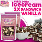 Freeze Dried Ice Cream Sandwich Bites, 2 Pack, Vanilla, Crunchy & Sweet Snack, 2.5 oz, Dehydrated, Resealable Gift Bag