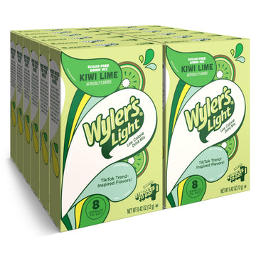 Wylers Light Singles To Go Powder Packets  Water Drink Mix  Watertok Kiwi Lime  96 Servings  8 Count x Pack of 12