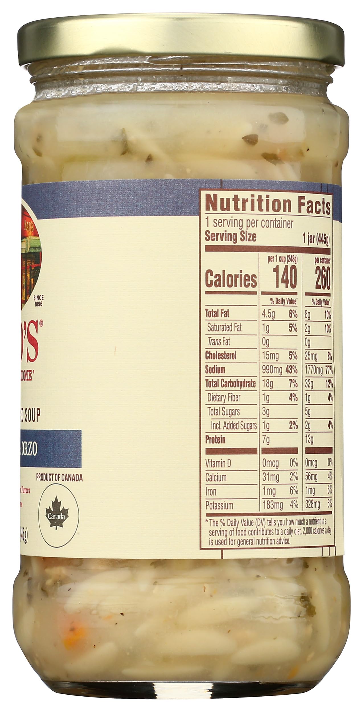 Raos Homemade Slow Simmered Soup, Chicken & Orzo, 15.7 Ounce (Pack of 6)
