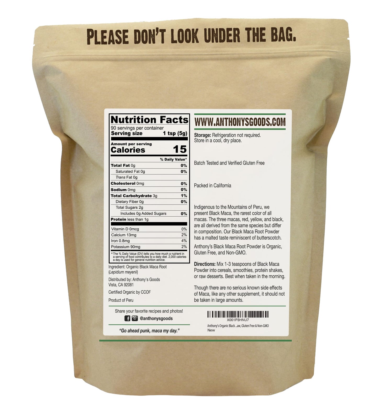 Anthony'S Organic Black Maca Powder, 1 Lb, Raw, Gluten Free & Non Gmo