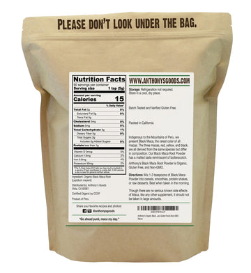 Anthony'S Organic Black Maca Powder, 1 Lb, Raw, Gluten Free & Non Gmo