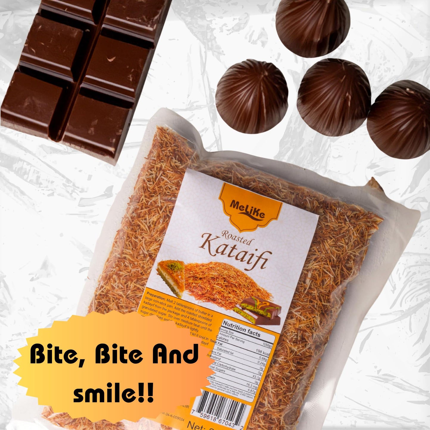 MELIKE Premium Roasted Kataifi Shredded Fillo Dough, 200g