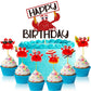 Outus Crab Cake Topper Set, 43 Pieces, Red Ocean Beach Animals Birthday Party Decorations, Model Outus-18393