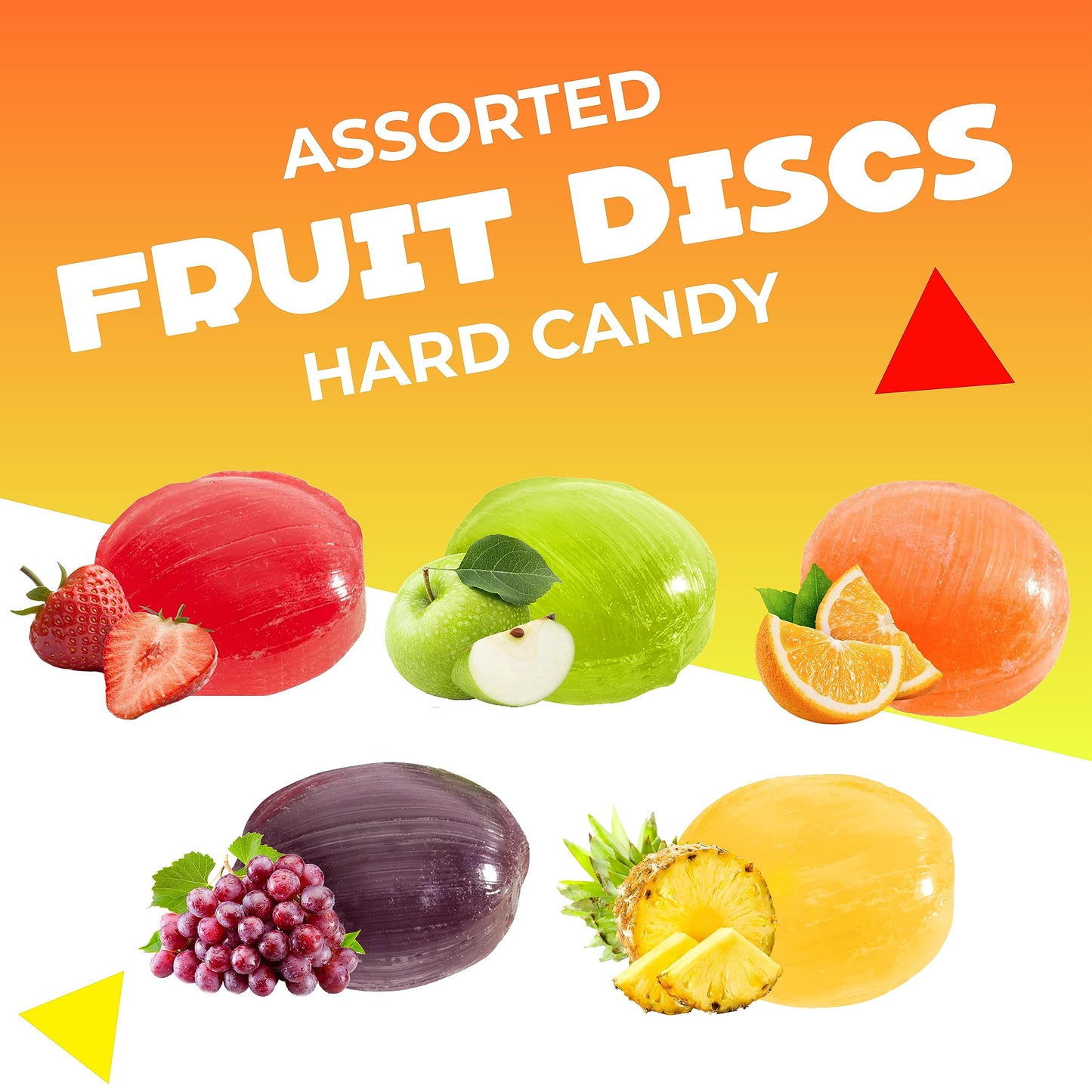 Assorted Fruit Discs | 1 Pound Bag - Approx. 70 Count | Hard Candy Bulk