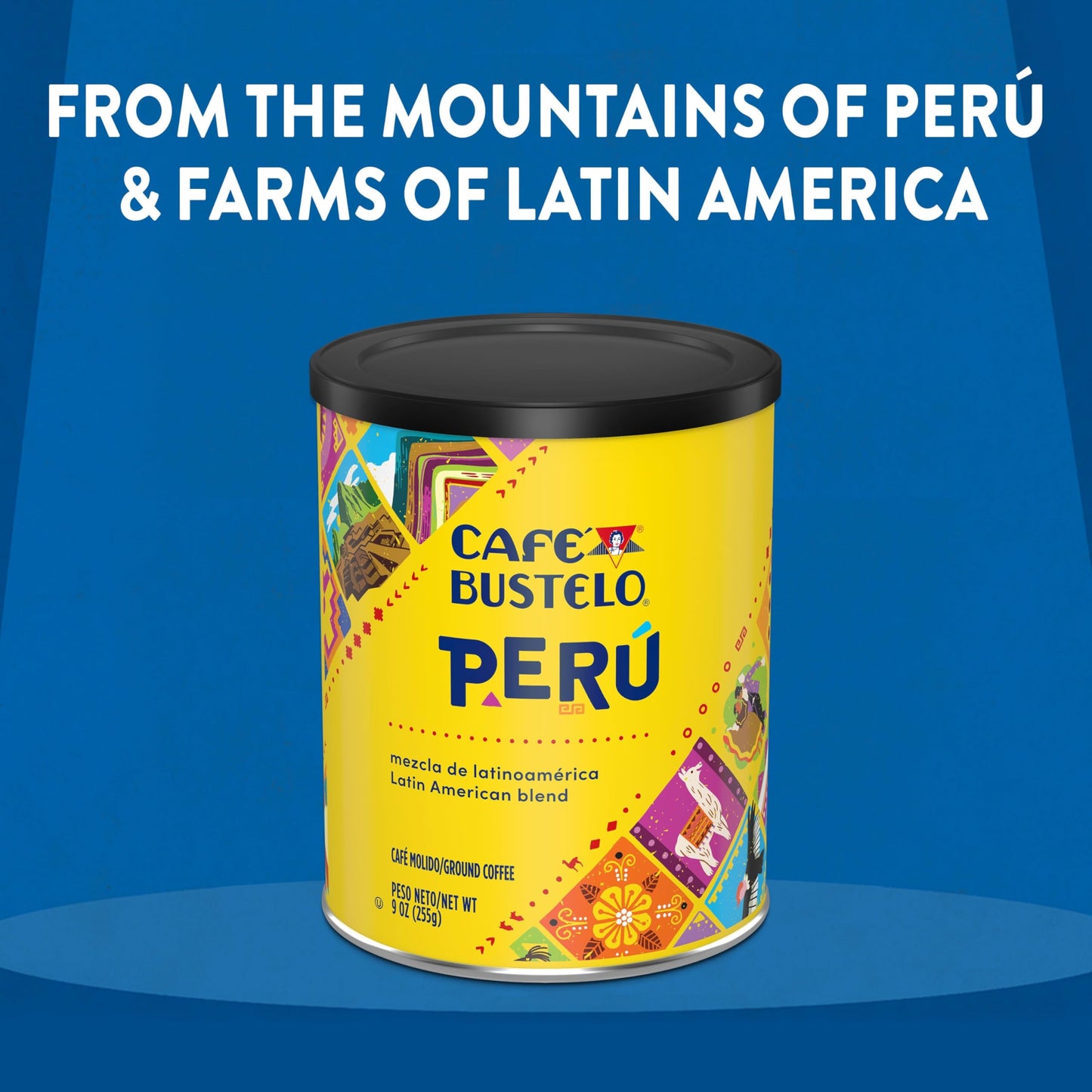 Café Bustelo Peru Dark Roast Ground Coffee, 9 Ounce (Pack of 6) - Latin American Blend, Rich Flavor, Perfect for Coffee Lovers