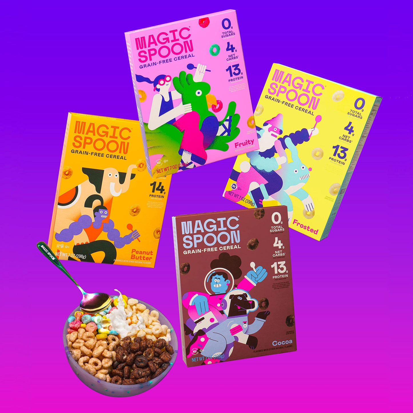 Magic Spoon Cereal, Variety 4-Pack Of Cereal - Keto & Low Carb Lifestyles, Gluten & Grain Free, High Protein, 0G Sugar
