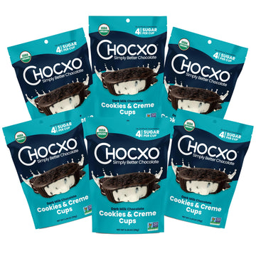Chocxo Dark Milk Chocolate Cookies & Crme Cups - Lower Sugar, Organic, NonGMO, Keto, Gluten Free, Kosher, No Artificial Sweetene