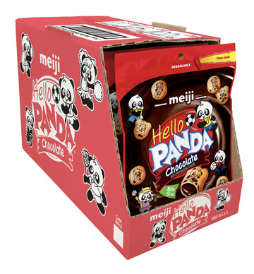 Meiji Hello Panda Cookies, Chocolate Crme Filled, Resealable Package - 7 oz, Pack of 6 - Bite Sized Cookies with Fun Panda Sport