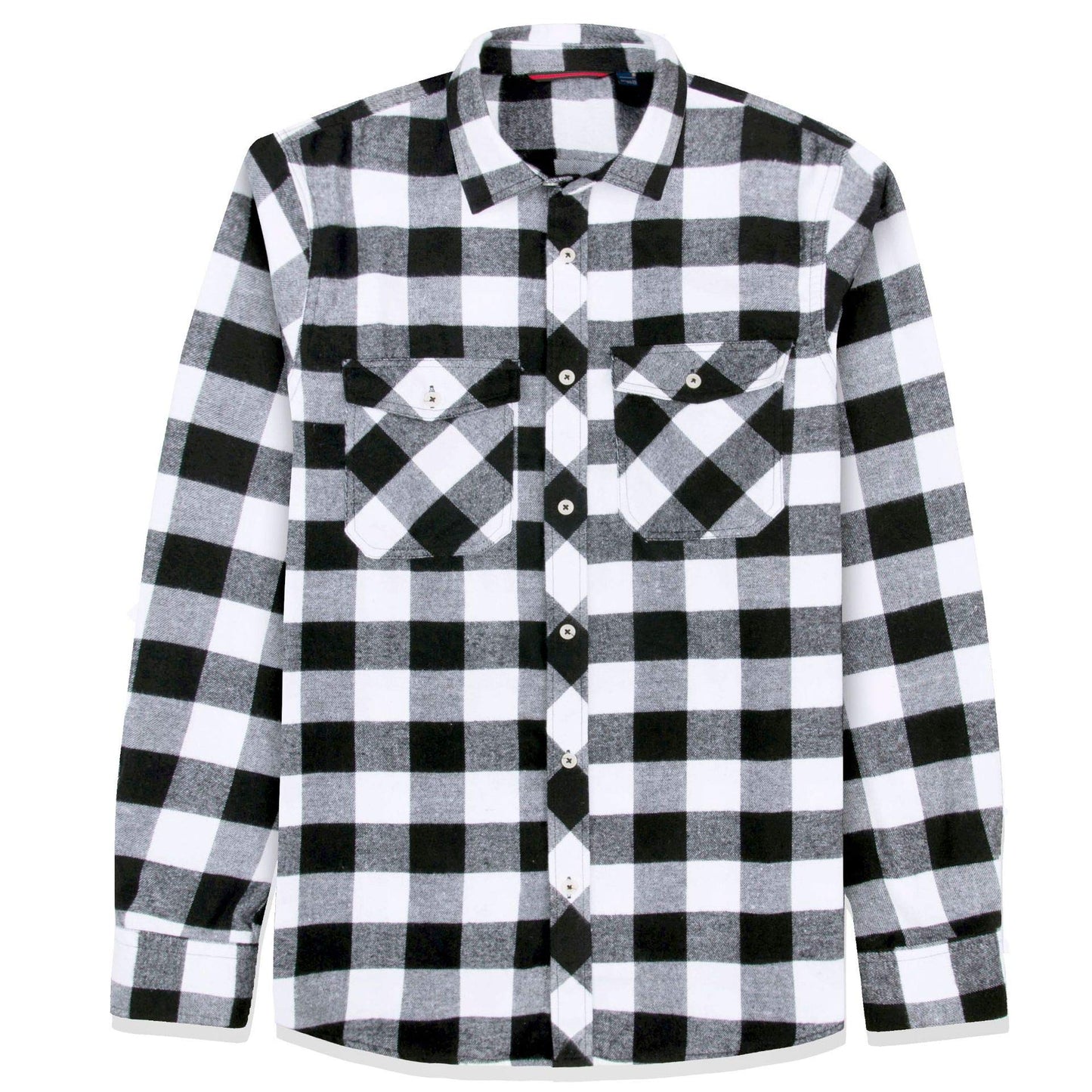 Jver Mens Buffalo Plaid Shirt Flannel Casual Button Down Long Sleeve Shirts White Xl