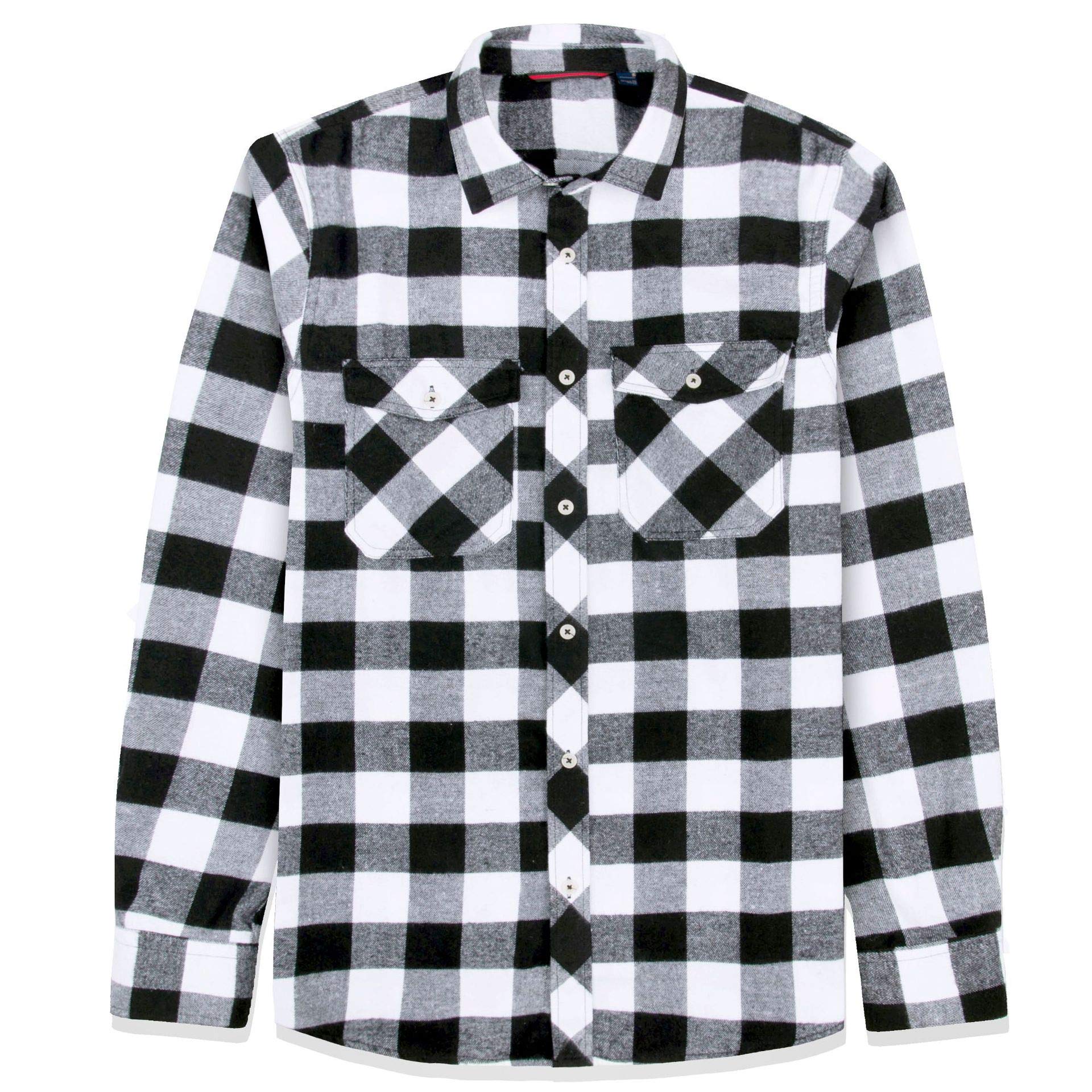 Jver Mens Buffalo Plaid Shirt Flannel Casual Button Down Long Sleeve Shirts White Xl