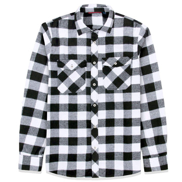 Jver Mens Buffalo Plaid Shirt Flannel Casual Button Down Long Sleeve Shirts White Xl